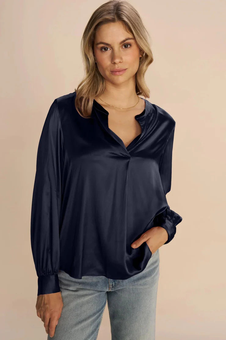 Mos Mosh - Enfa Satin Blouse Blue Shadow