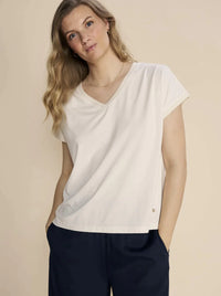 Mos Mosh - Tekis V-Neck Tee Ecru