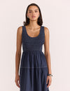 Staple the Label - Asta Shirred Midi Dress Navy