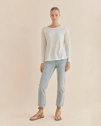 Amelius - Priya Long Sleeve Linen Jersey Top Ivory