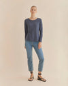 Amelius - Priya Long Sleeve Linen Jersey Top Navy