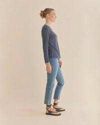 Amelius - Priya Long Sleeve Linen Jersey Top Navy