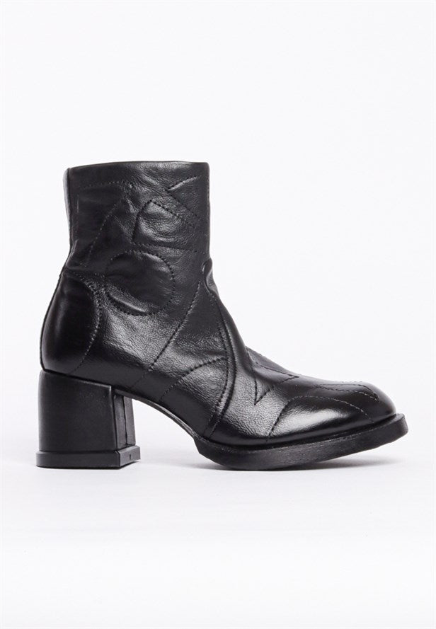 A.S 98 Black Quilted Ankle Boot