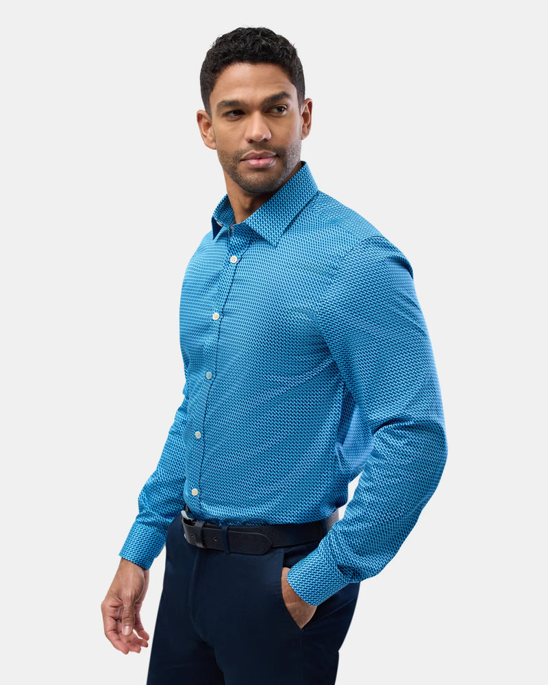 Brooksfield - Premium Shirt Aqua Print