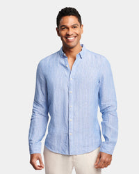 Brooksfield - Linen Blue stripe L/S shirt