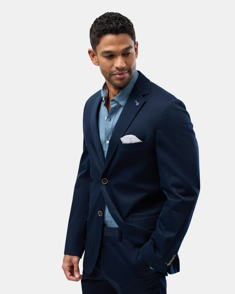 Brooksfield - Navy Unstructured Comfort Cotton Twill Blazer