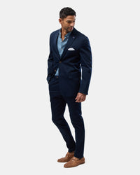 Brooksfield - Navy Unstructured Comfort Cotton Twill Blazer