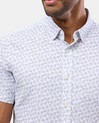 Brooksfield - Casual Short Sleeve Shirt White Daisies