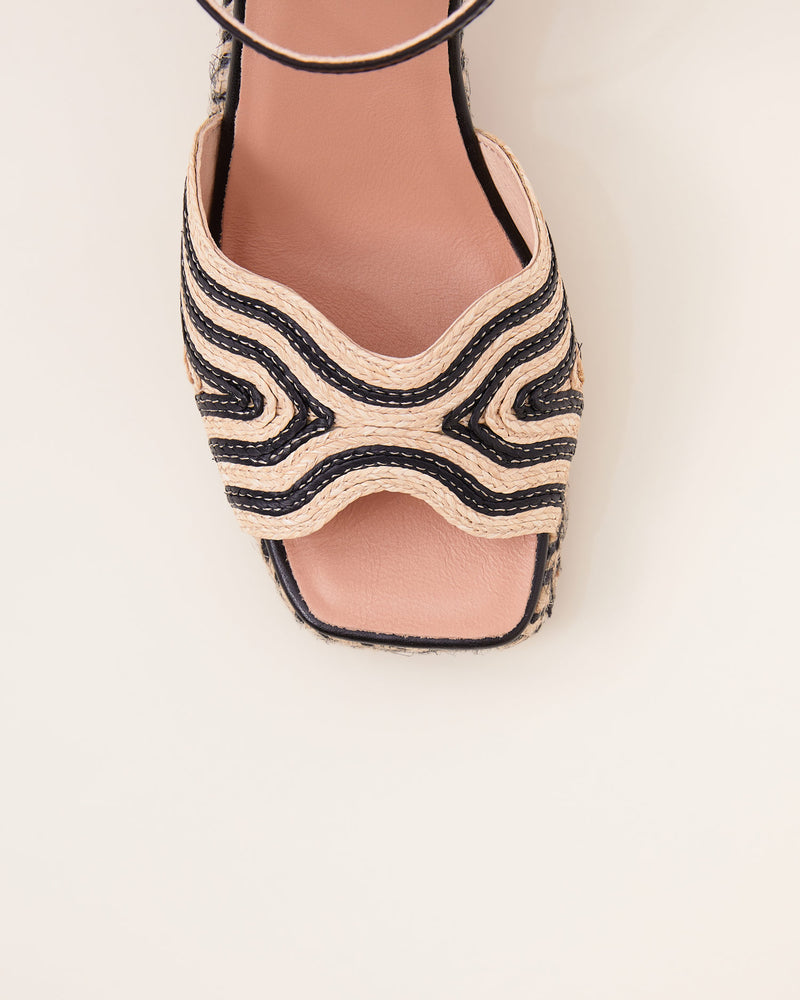 Gaimo - Danae Raffia Espadrille Heels Black/Natural