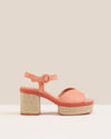 Gaimo - Prinia Raffia Espadrille Heels in Coral Suede