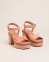 Gaimo - Prinia Raffia Espadrille Heels in Coral Suede