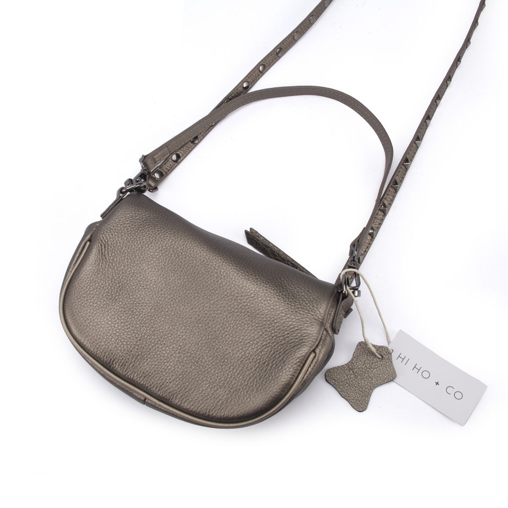 Hi Ho Obsessed Mini Crossbody Bag in Metallic Gunmetal byhunterminx