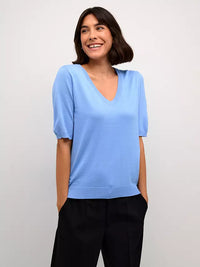 Kaffe - Lizza V-neck Pullover Vista Blue