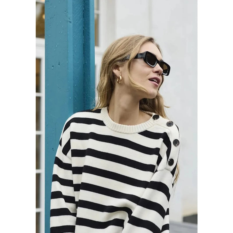 Kaffe - Marie Knit Pullover Antique White/Black