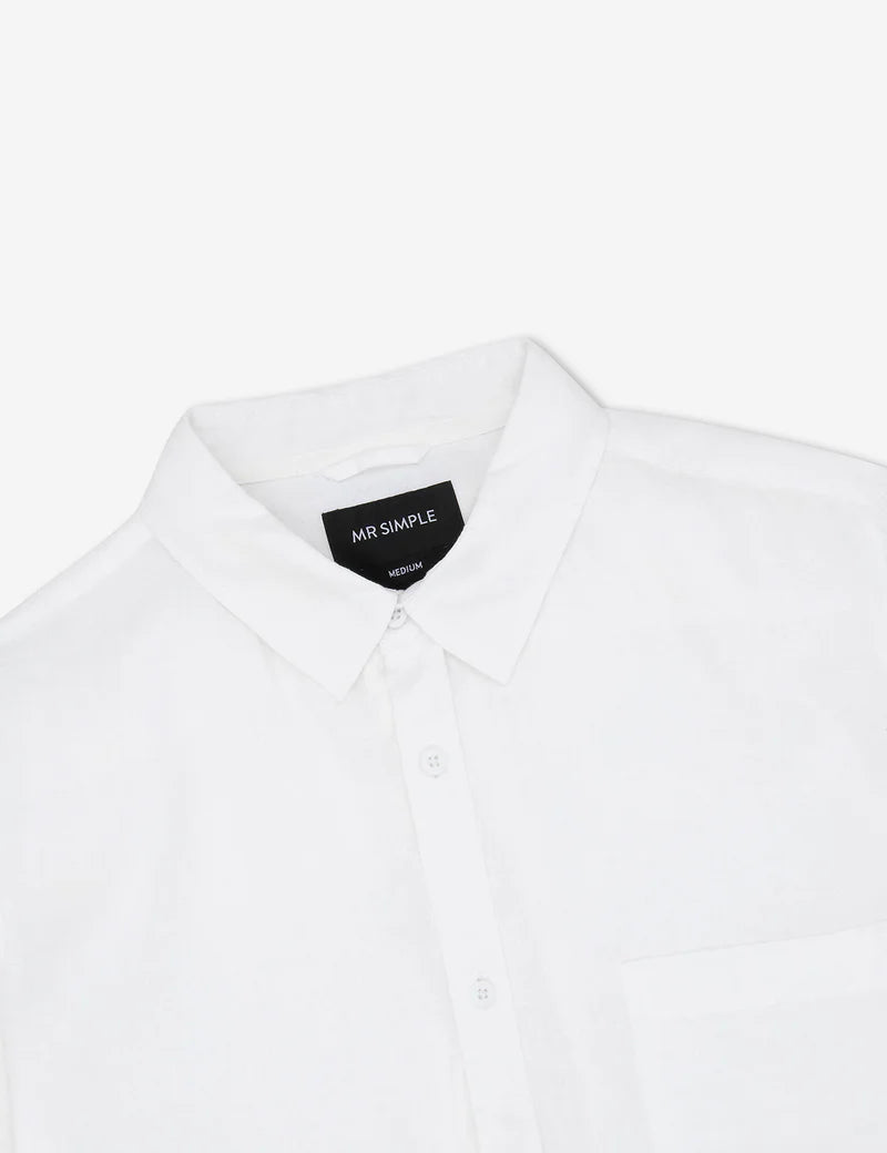 MR SIMPLE - Linen Short Sleeve Shirt  White