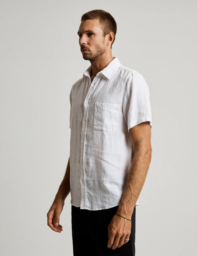 MR SIMPLE - Linen Short Sleeve Shirt  White