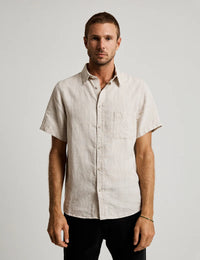 MR SIMPLE - Linen Short Sleeve Shirt Natural