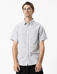 MR SIMPLE - Seersucker Short Sleeve Shirt Black/White