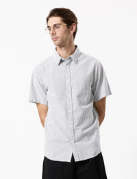 MR SIMPLE - Seersucker Short Sleeve Shirt Black/White