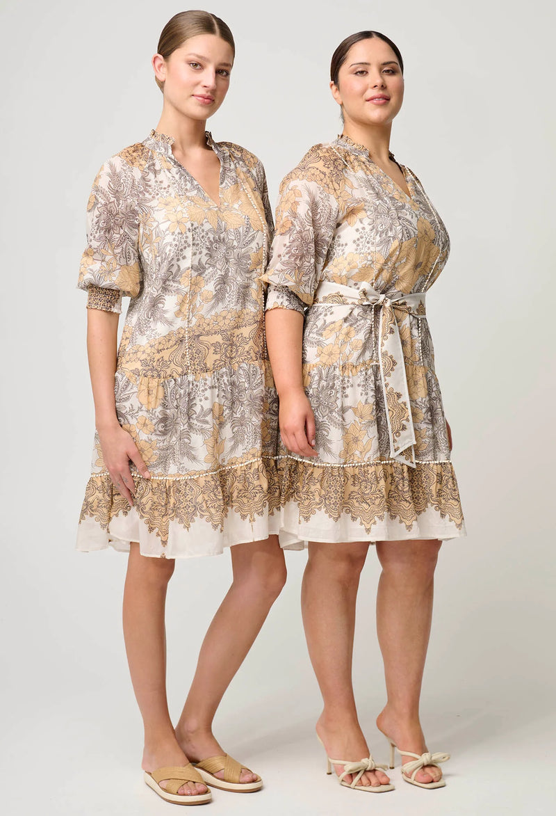 ONCE WAS - Sanibel Cotton Silk Dress in Golden Mallow