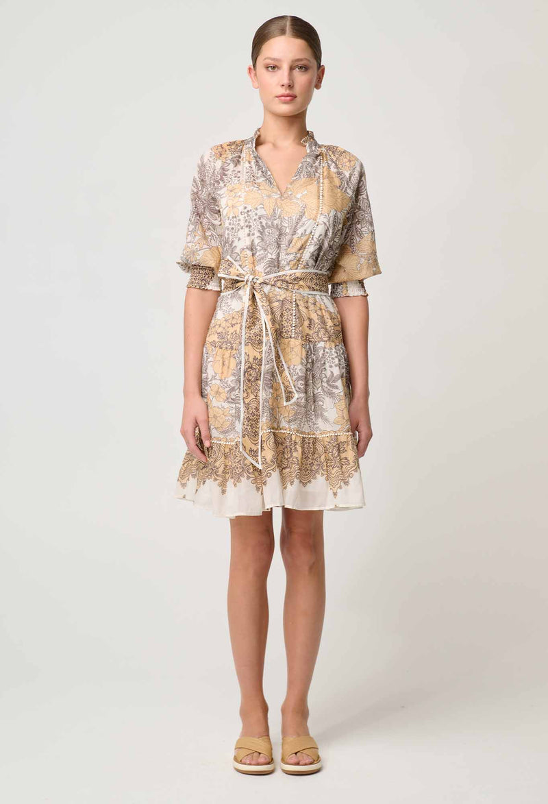 ONCE WAS - Sanibel Cotton Silk Dress in Golden Mallow