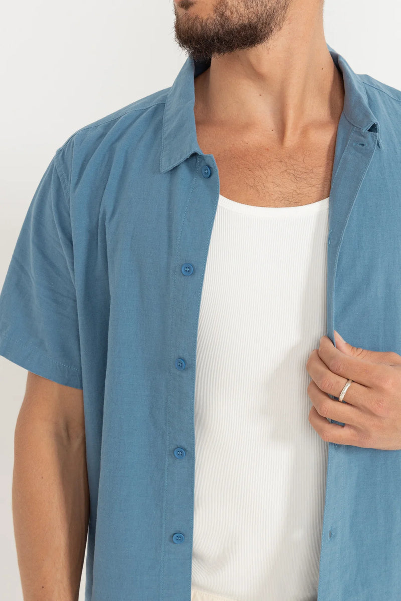 Rhythm - Classic Linen Short Sleeve Shirt Mineral Blue