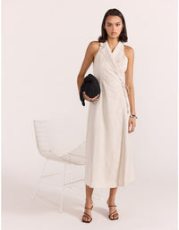 Staple the Label - Harper Wrap Midi Dress Natural Marle