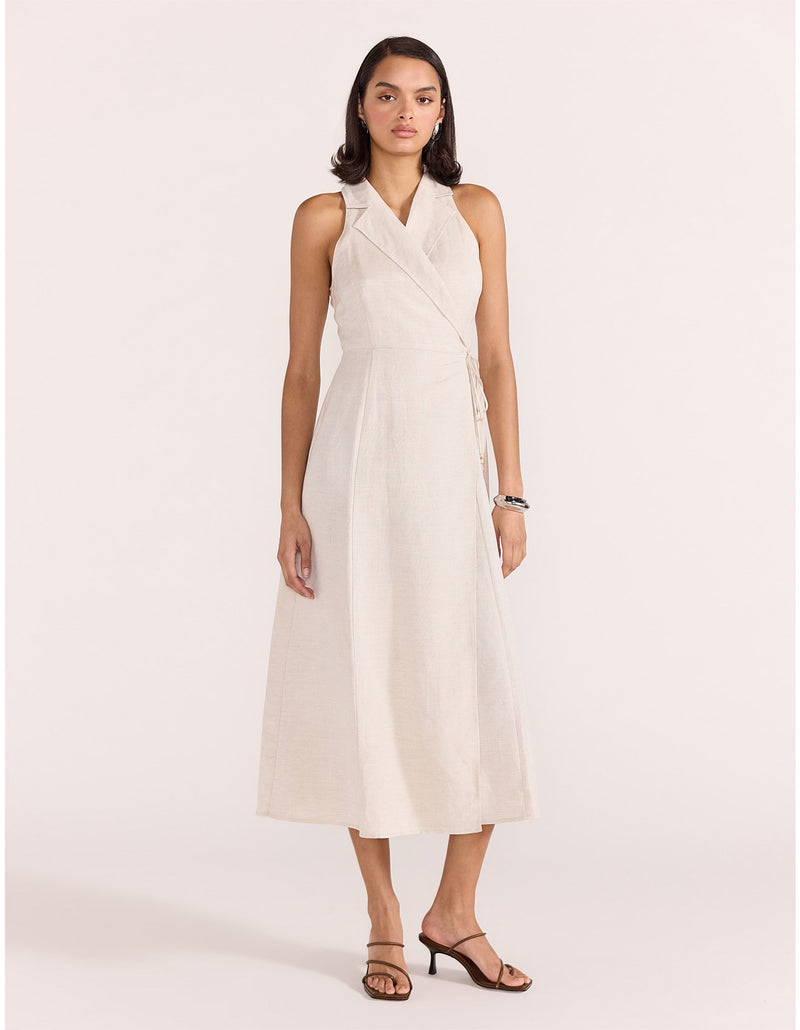 Staple the Label - Harper Wrap Midi Dress Natural Marle