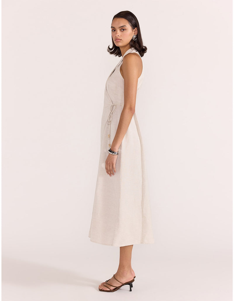 Staple the Label - Harper Wrap Midi Dress Natural Marle