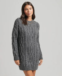 Superdry - Cable Knit Dress in Charcoal Marle