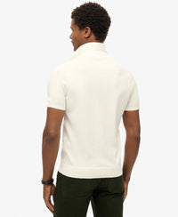 Superdry - Short Sleeve Knitted Polo Off White