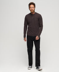 Superdry - Waffle Long Sleeve Henley Top Chocolate Plum