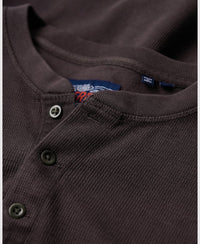 Superdry - Waffle Long Sleeve Henley Top Chocolate Plum