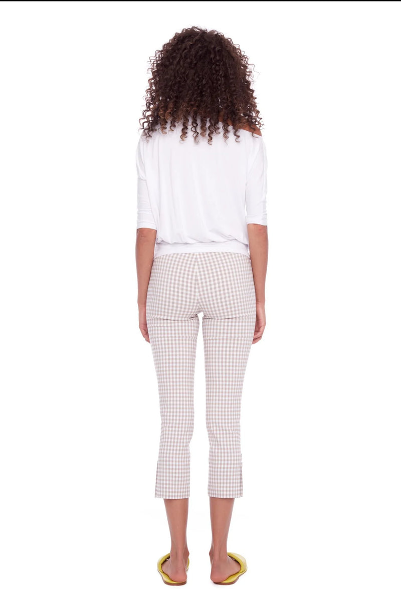 UP! Pants - Tan Gingham Techno Crop Pant 25 inch