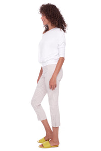 UP! Pants - Tan Gingham Techno Crop Pant 25 inch