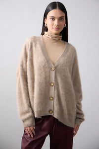 Mia Fratino - Mae Cardigan Biscuit Brushed Cashmere